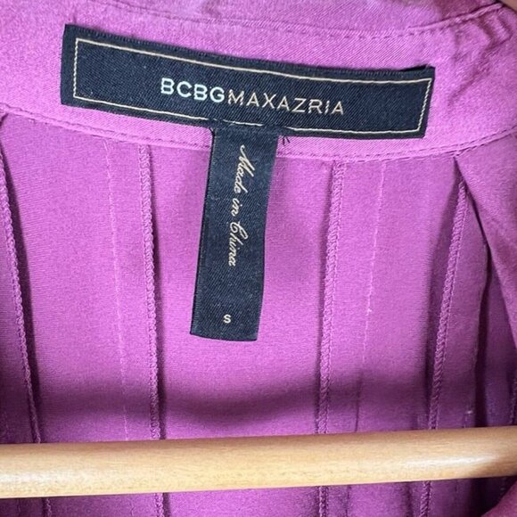 BCBG Max Azria Silk Pleated Button Up Blouse Sz S Mauve Coquette Fairy Romantic - Picture 8 of 11